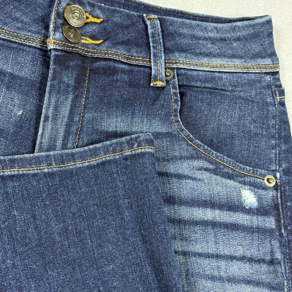 Hudson Dark Wash Distressed Skinny Jeans Flap Back Pocket Blue Denim Womens 26